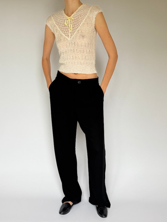 Vintage Sheer Knit Top cream 6255