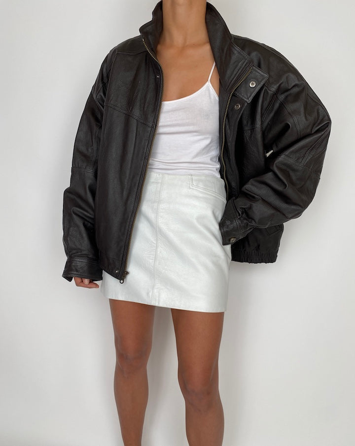VINTAGE DARK BROWN BOMBER LEATHER JACKET 2751