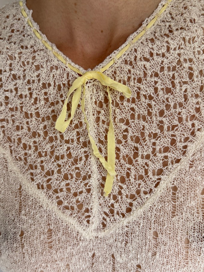 Vintage Sheer Knit Top cream 6255