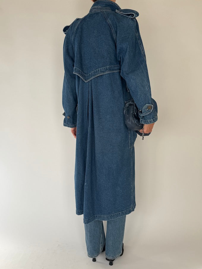 Vintage Denim Trench Coat 6567