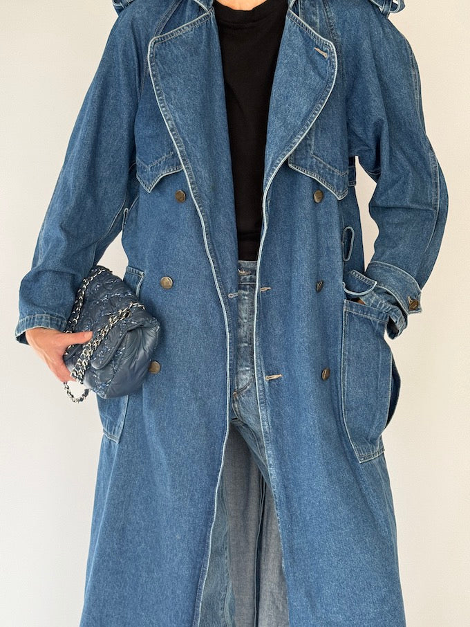 Vintage Denim Trench Coat 6567