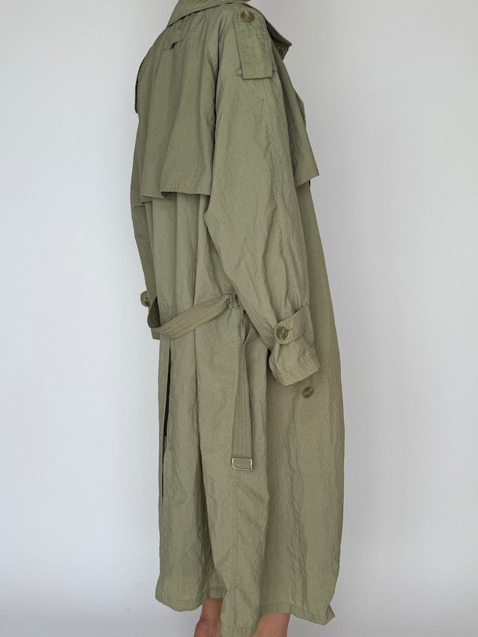 VINTAGE OVERSIZED TRENCH COAT GREEN 6008