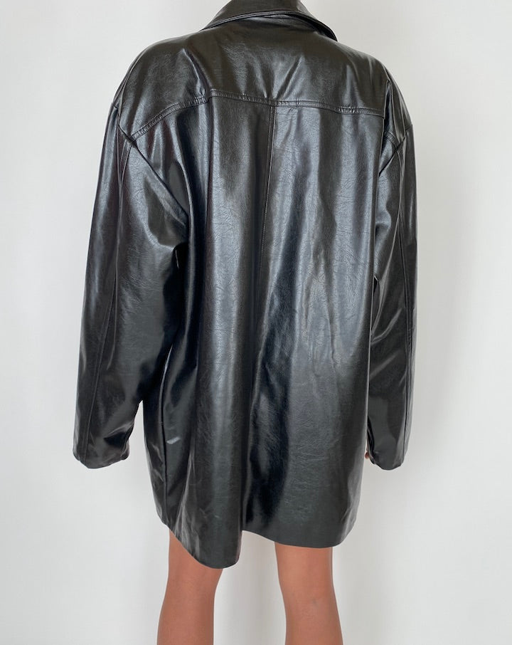 VINTAGE BLACK FAUX LEATHER JACKET 2755