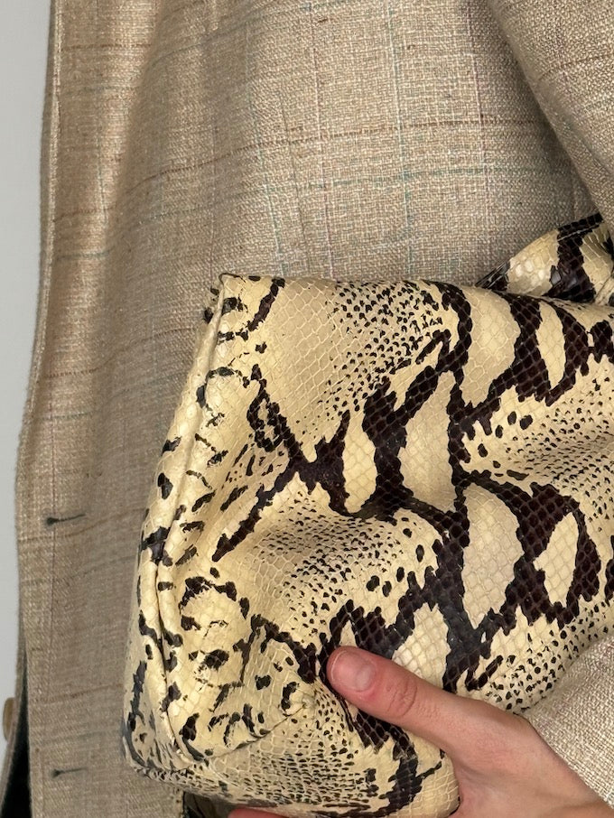 Vintage Oversized Checked Single-Breasted Blazer Beige