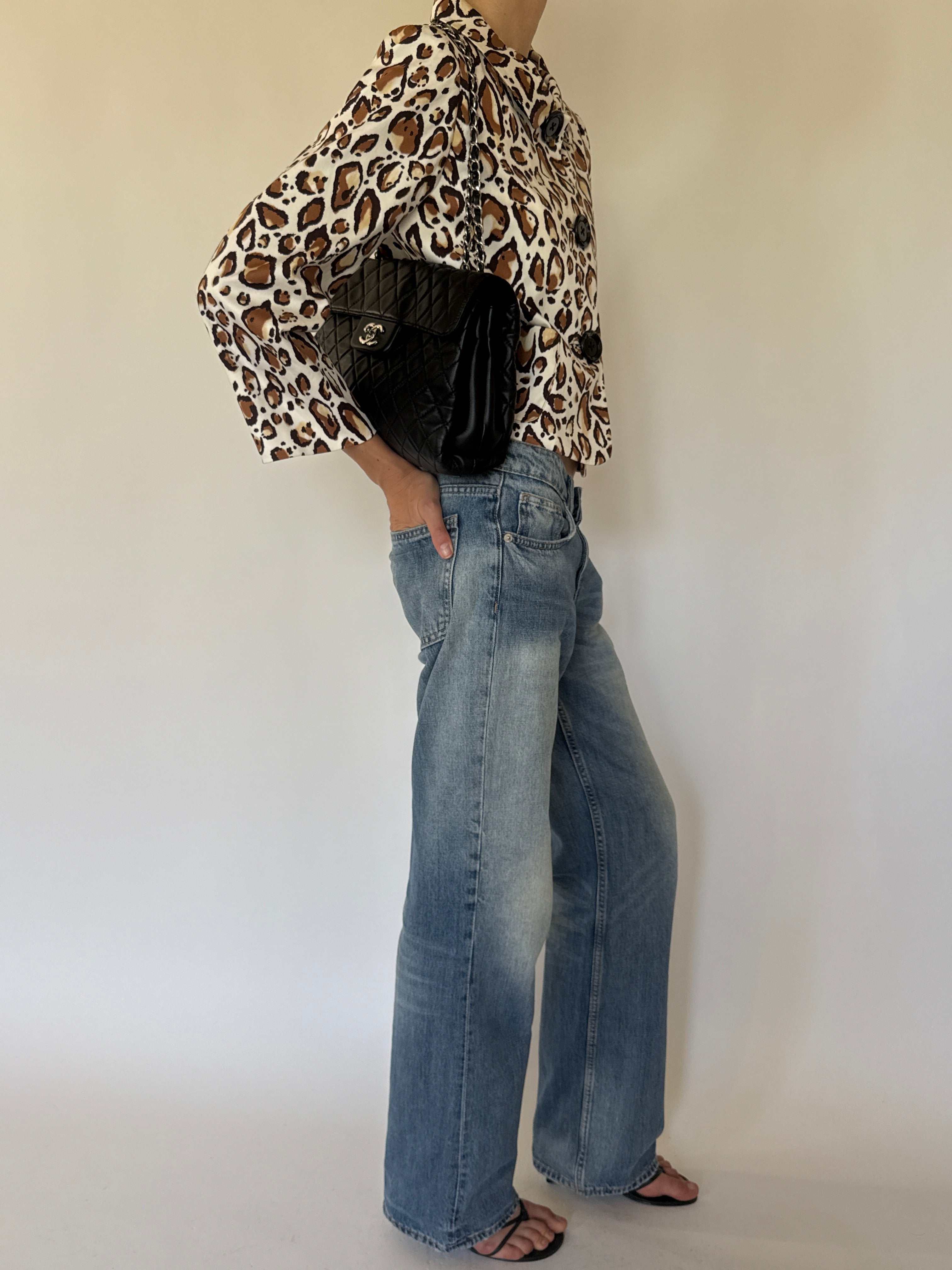 Vintage leopard print jacket side view