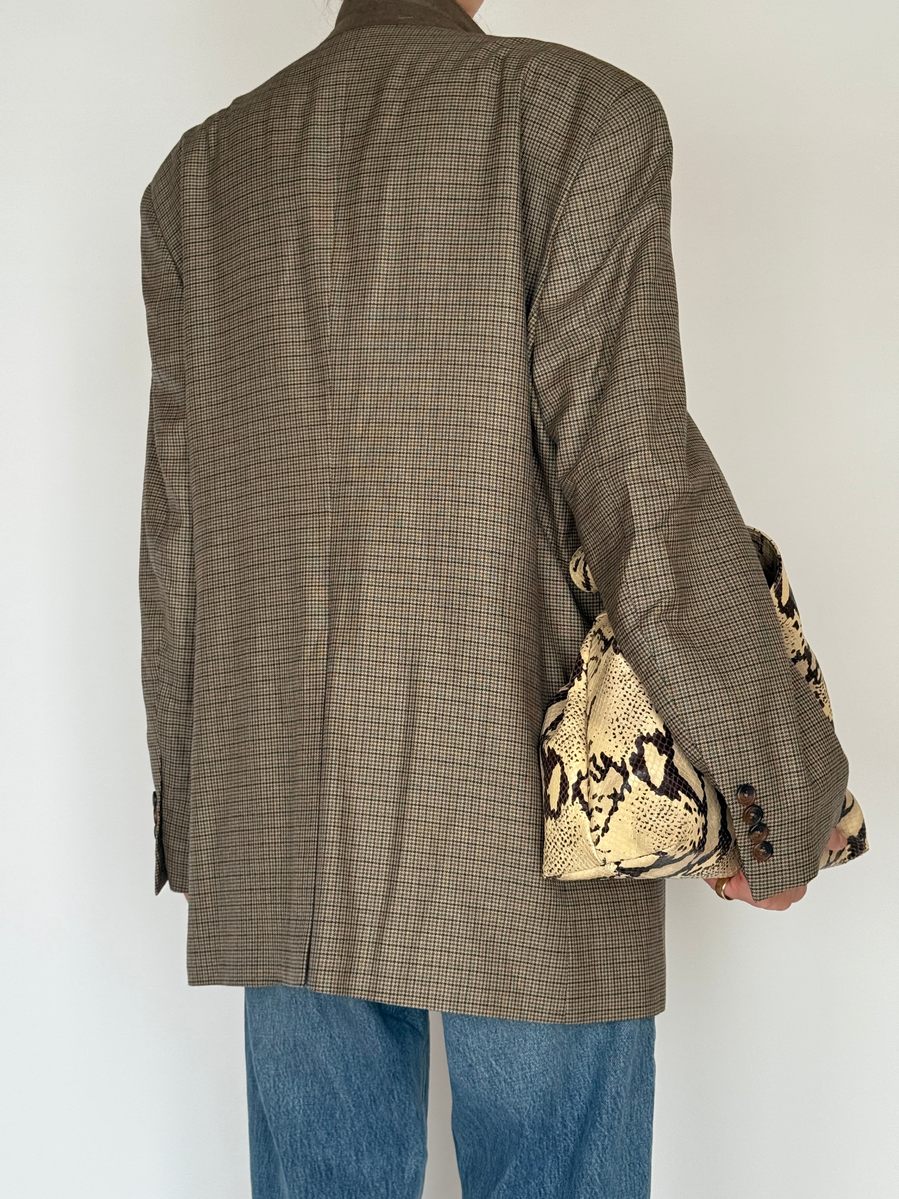 Vintage Wool Blend Check Blazer 6570