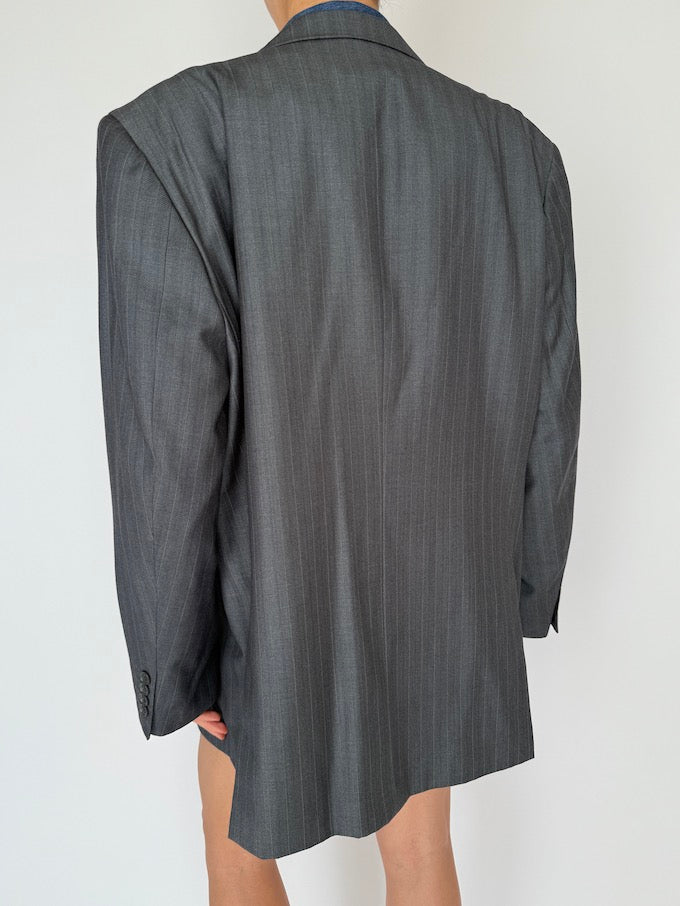 Vintage Pinstripe Blazer Grey 5989