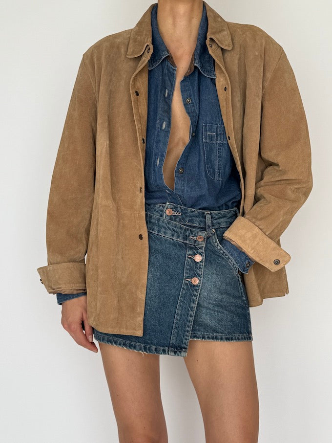VINTAGE SUEDE LEATHER JACKET TAN 5987