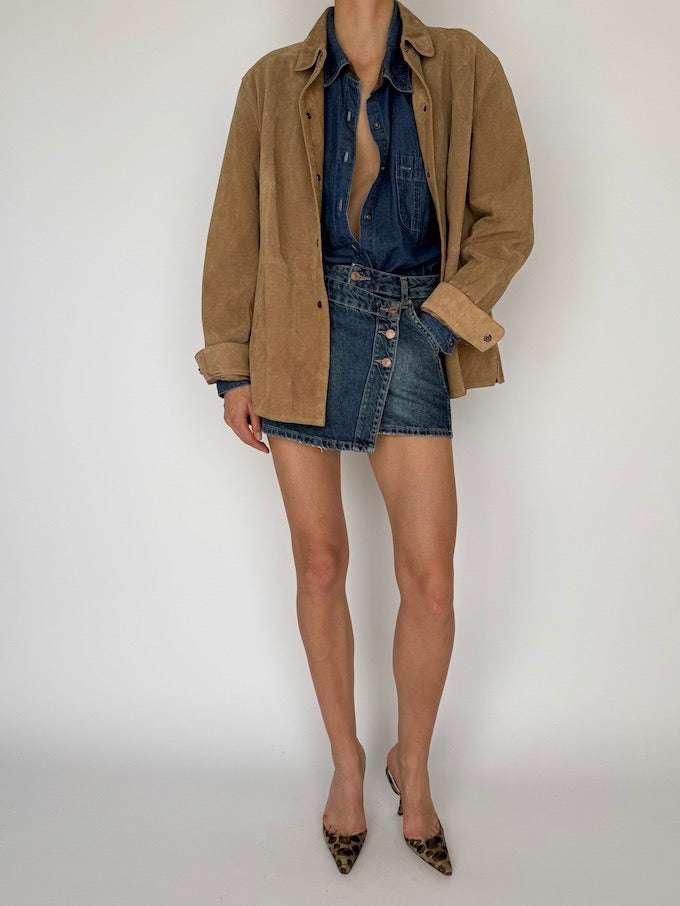 VINTAGE SUEDE LEATHER JACKET TAN 5987