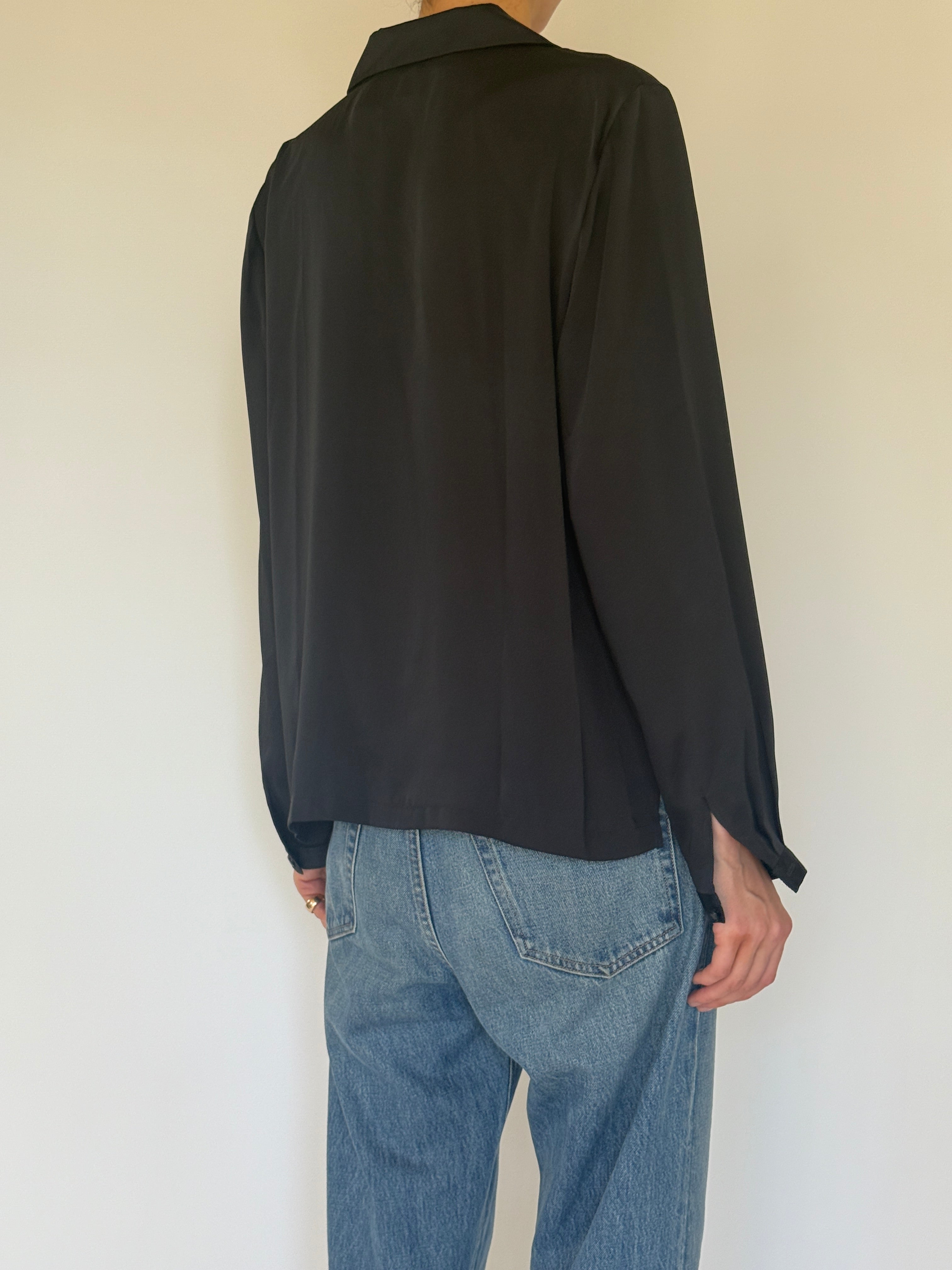 Vintage black fluid blouse back view