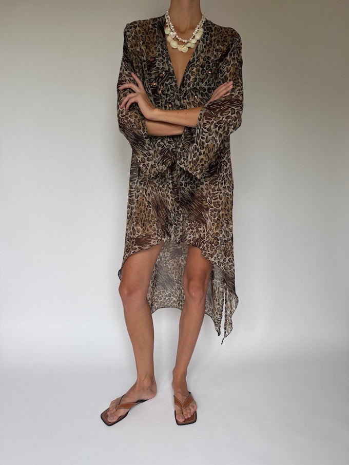 Vintage Leopard Print Swim Cover-up