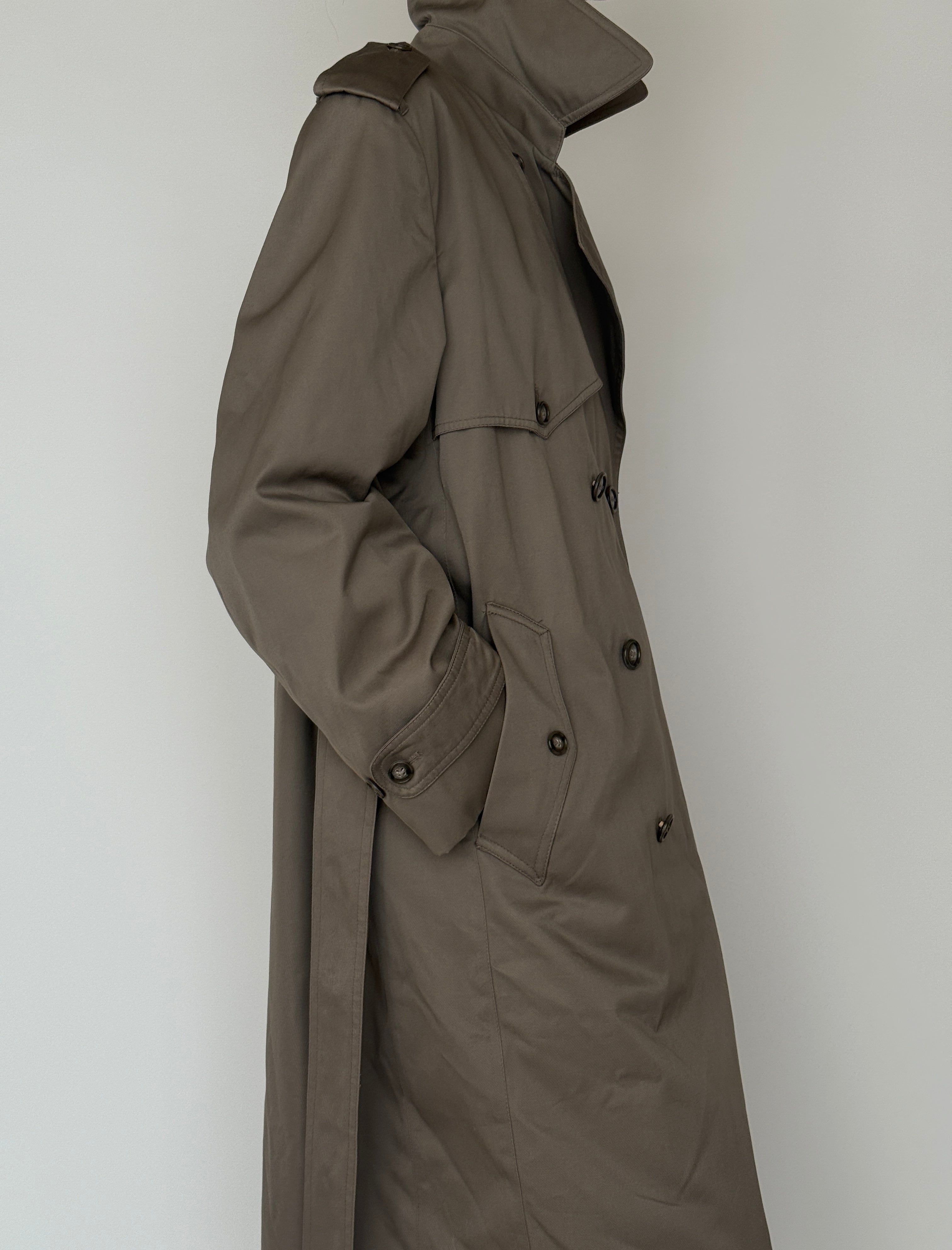 Vintage trench coat sleeve and pocket detail