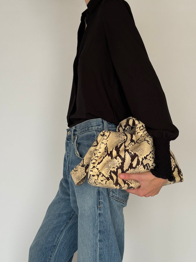 Vintage Black Button-Up Blouse with Smocked Cuffs