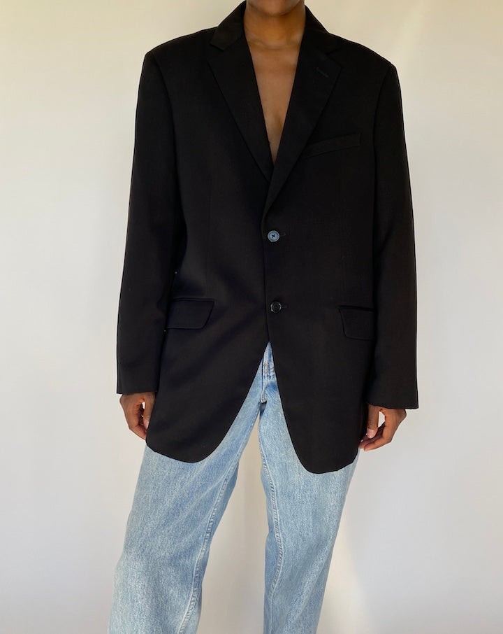 VINTAGE SINGLE BREASTED BLACK BLAZER 3792