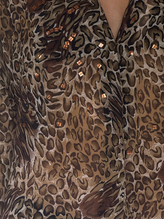 Vintage Leopard Print Swim Cover-up