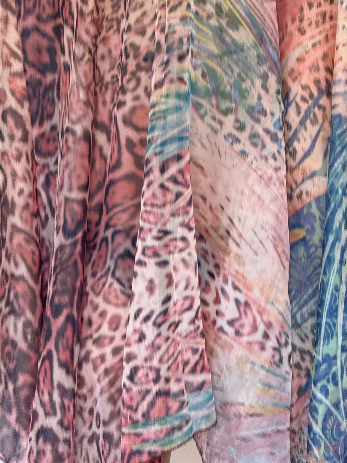 Vintage mixed print fabric close-up