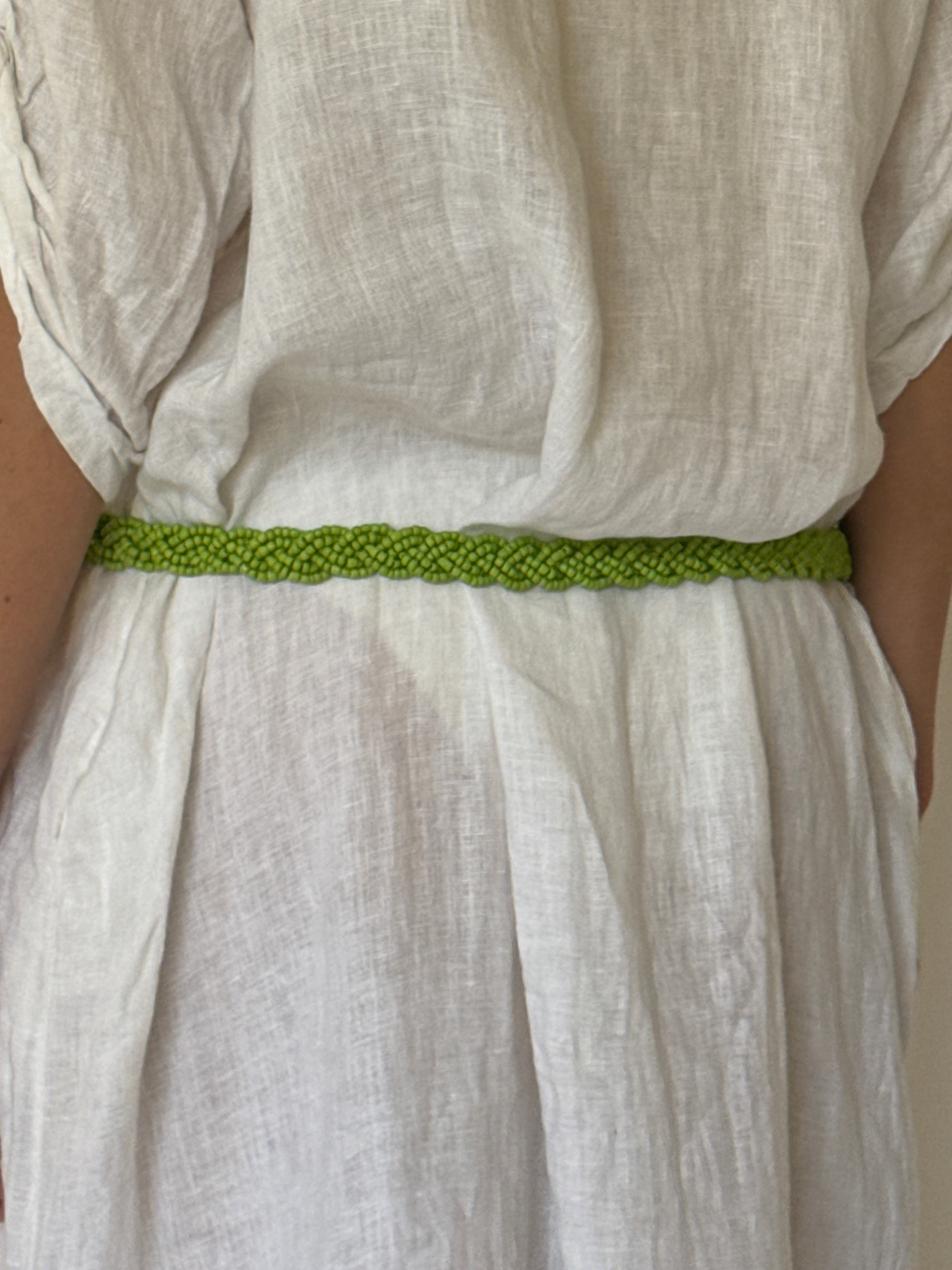 Vintage green beaded belt back view