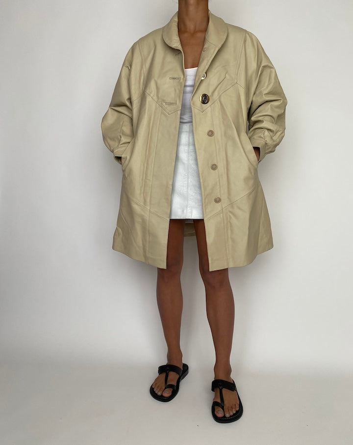 VINTAGE BEIGE LEATHER JACKET 2763