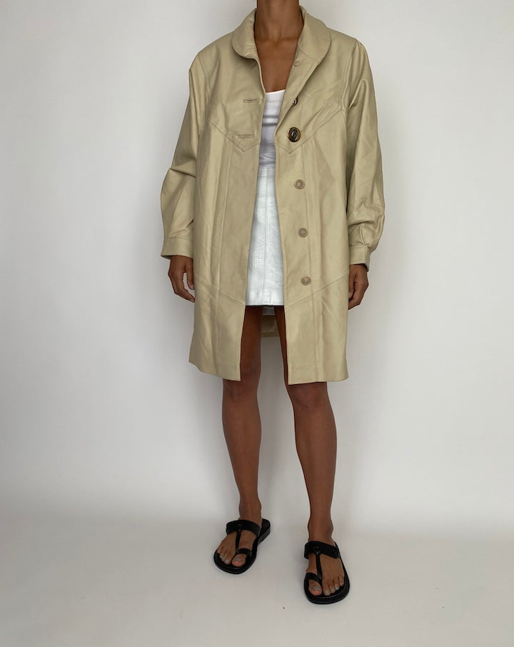 VINTAGE BEIGE LEATHER JACKET 2763