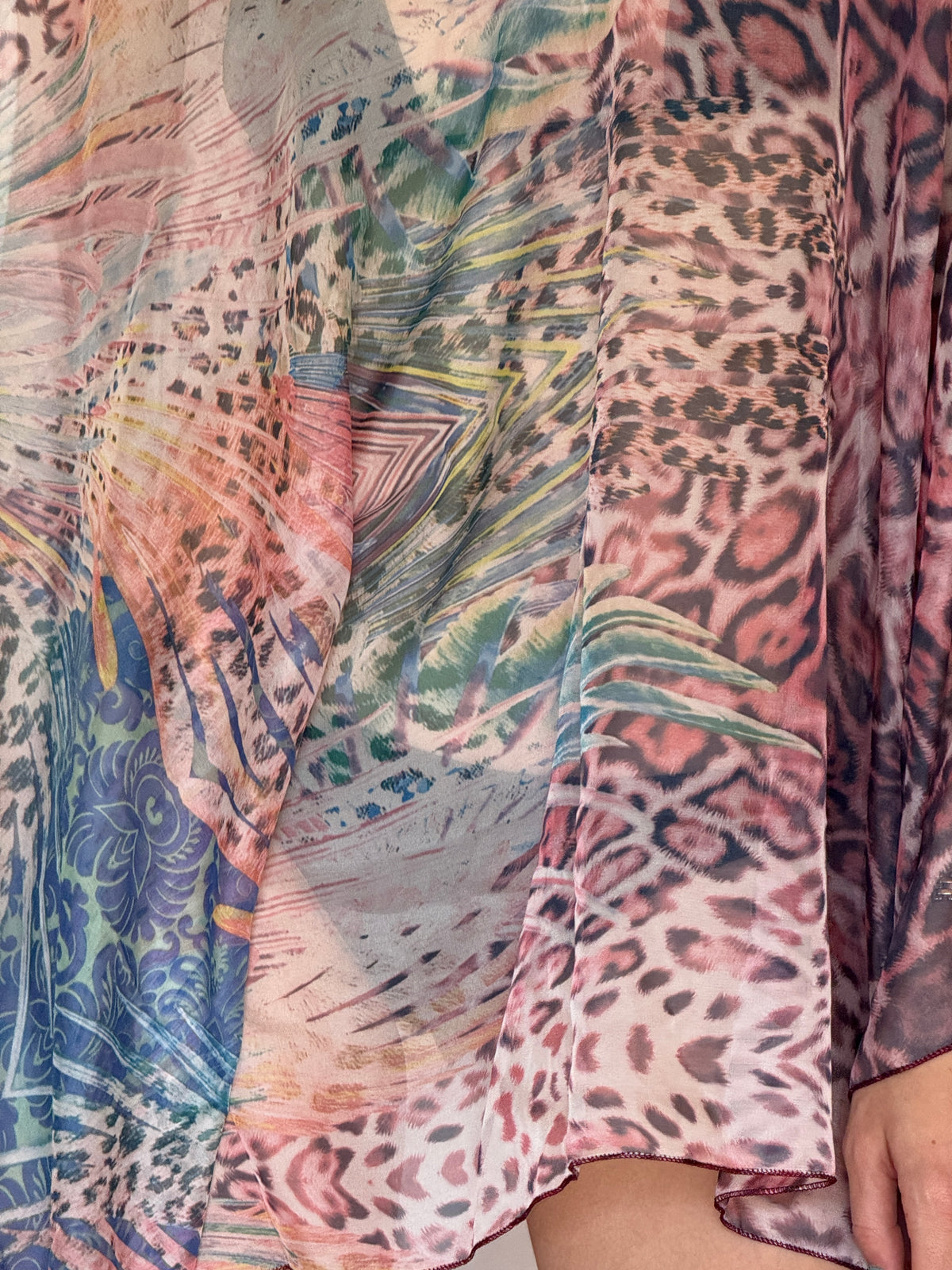 Vintage draped sleeve detail swim cover-up