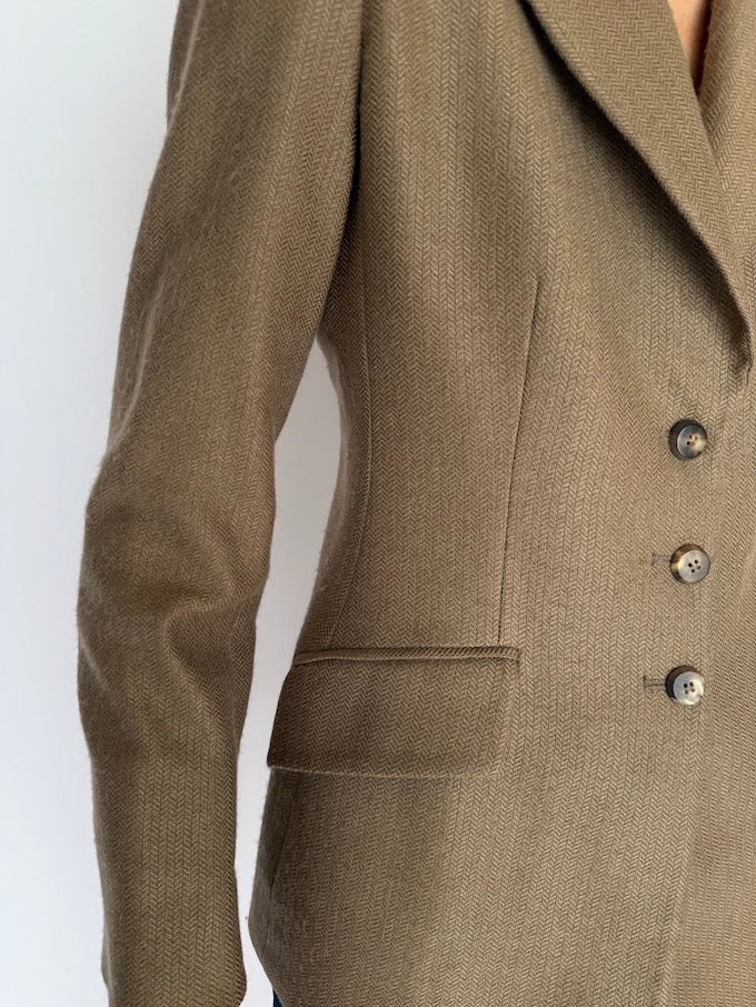 Vintage Armani Blazer In A Wool, Cashmere & Silk Blend Brown 5932