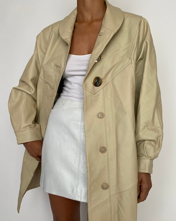 VINTAGE BEIGE LEATHER JACKET 2763