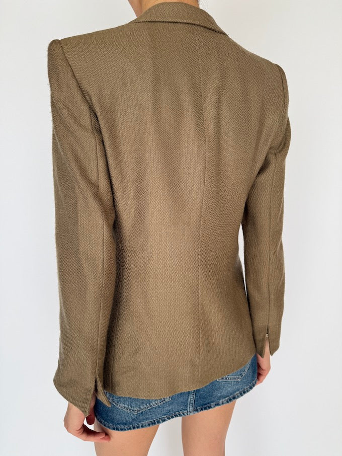 Vintage Armani Blazer In A Wool, Cashmere & Silk Blend Brown 5932