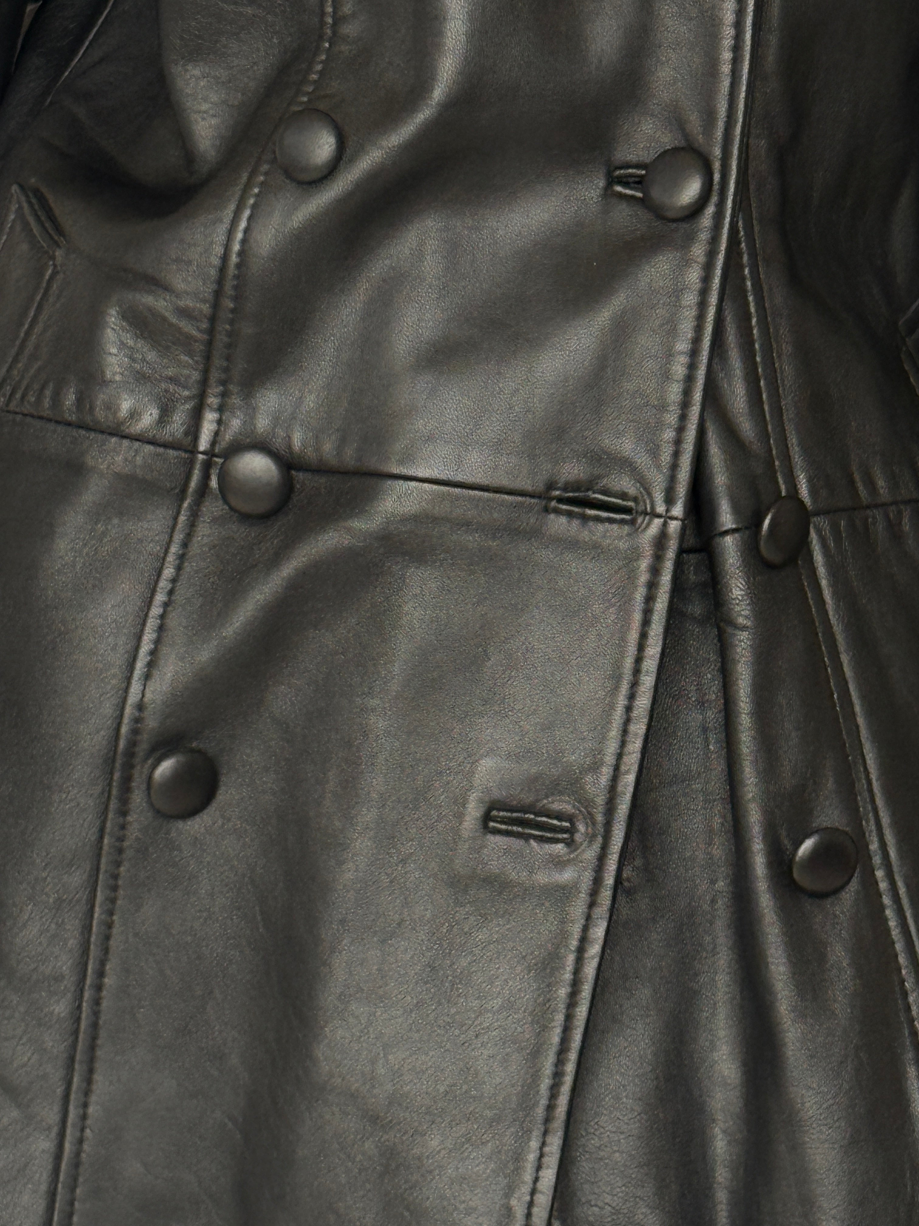 Vintage Double-Breasted Leather Jacket Black 5725