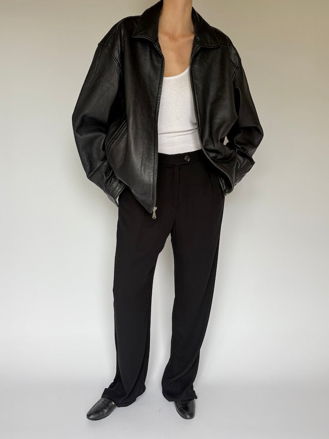 Vintage Oversized Leather Jacket Black 6231