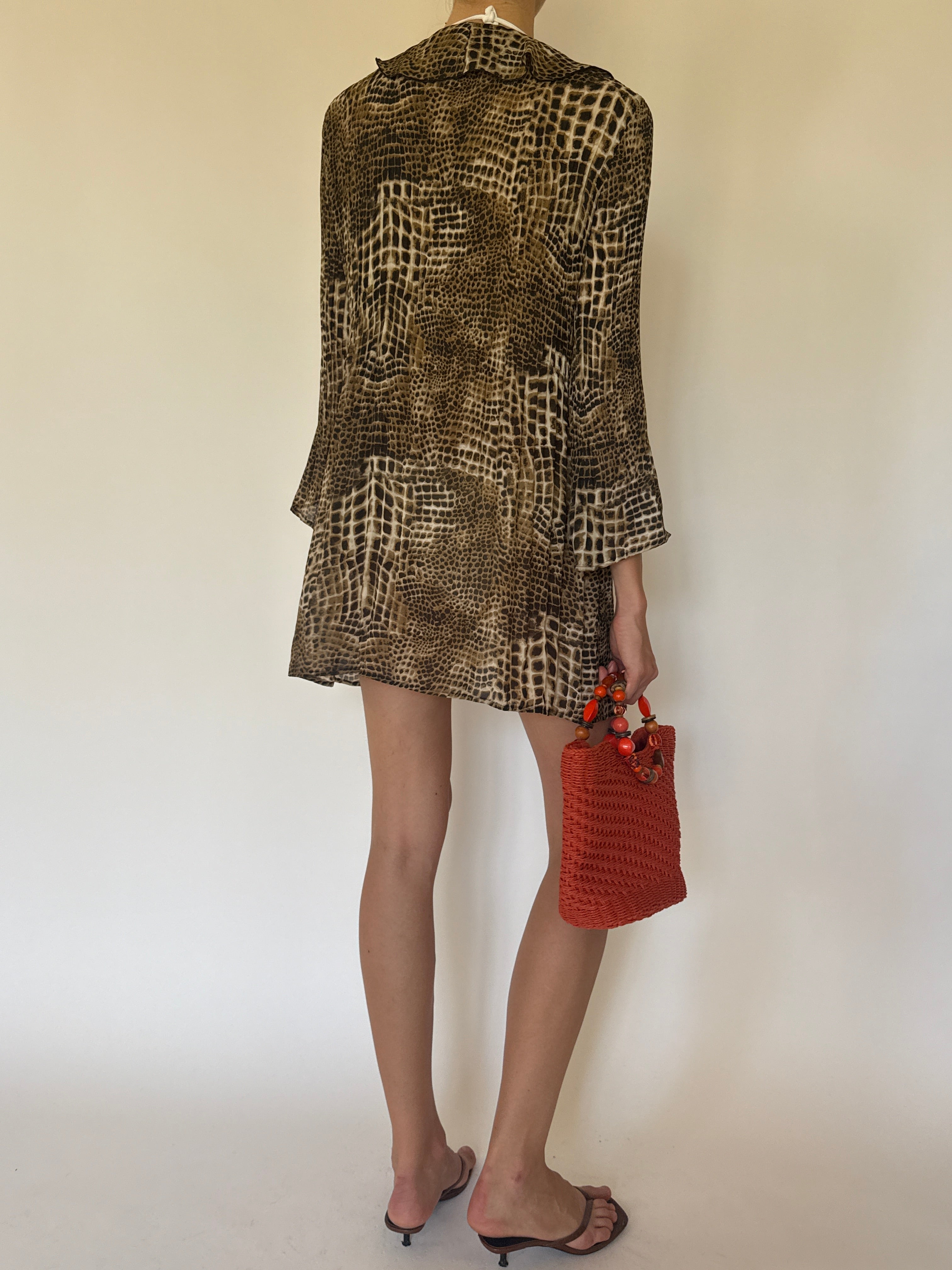 Vintage animal print swim cover-up back view