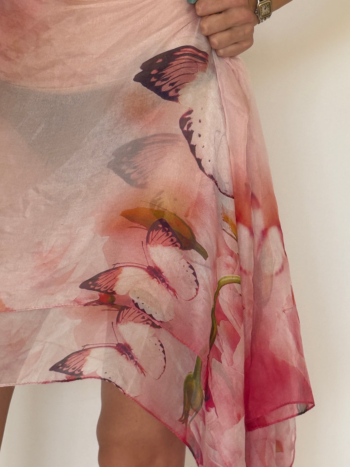 Vintage sheer floral swim sarong close-up