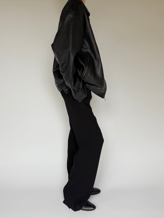Vintage Oversized Leather Jacket Black 6231