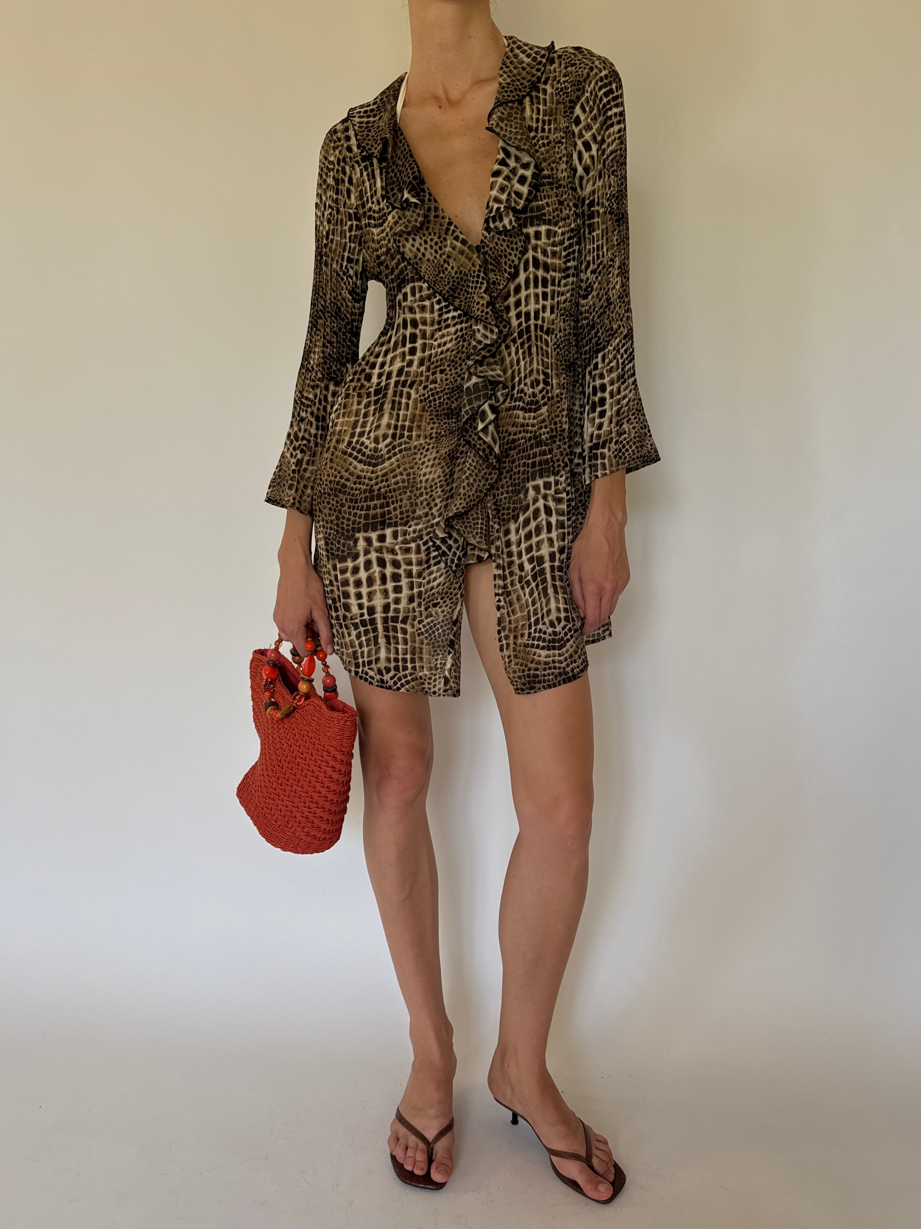 Vintage animal print swim cover-up front view