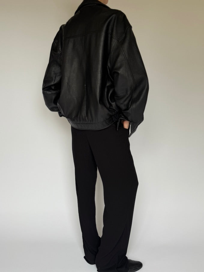 Vintage Oversized Leather Jacket Black 6231
