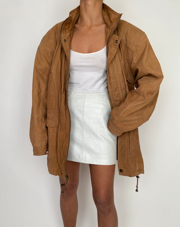 VINTAGE BROWN OVERSIZED LEATHER JACKET 2766