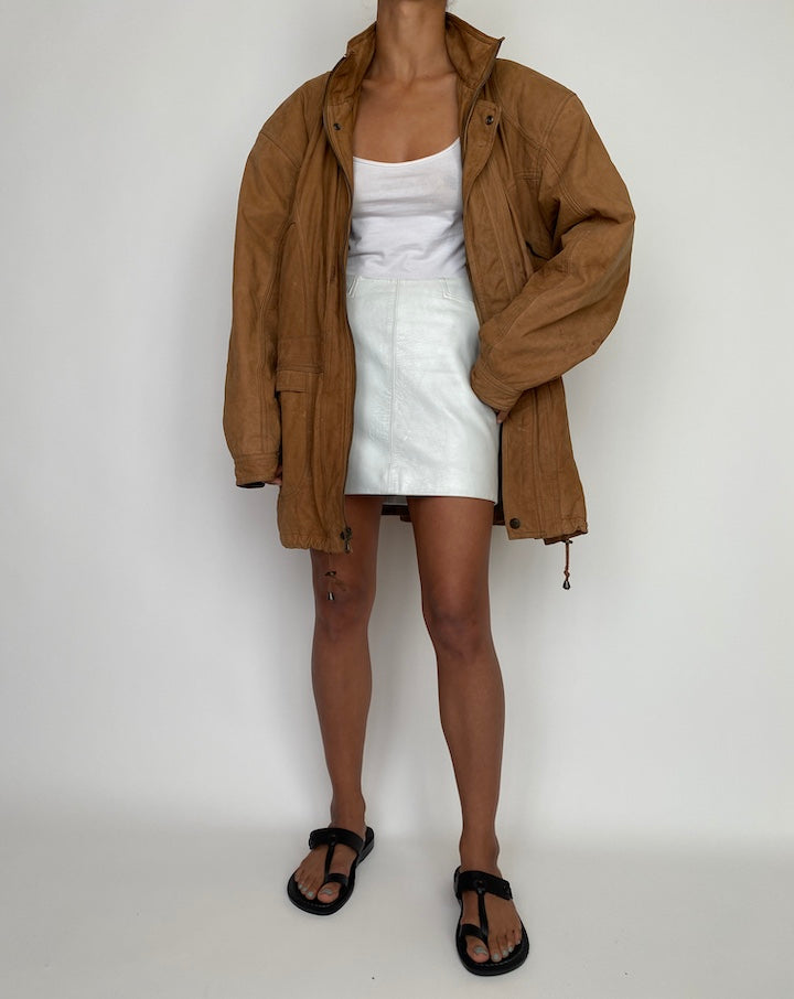 VINTAGE BROWN OVERSIZED LEATHER JACKET 2766