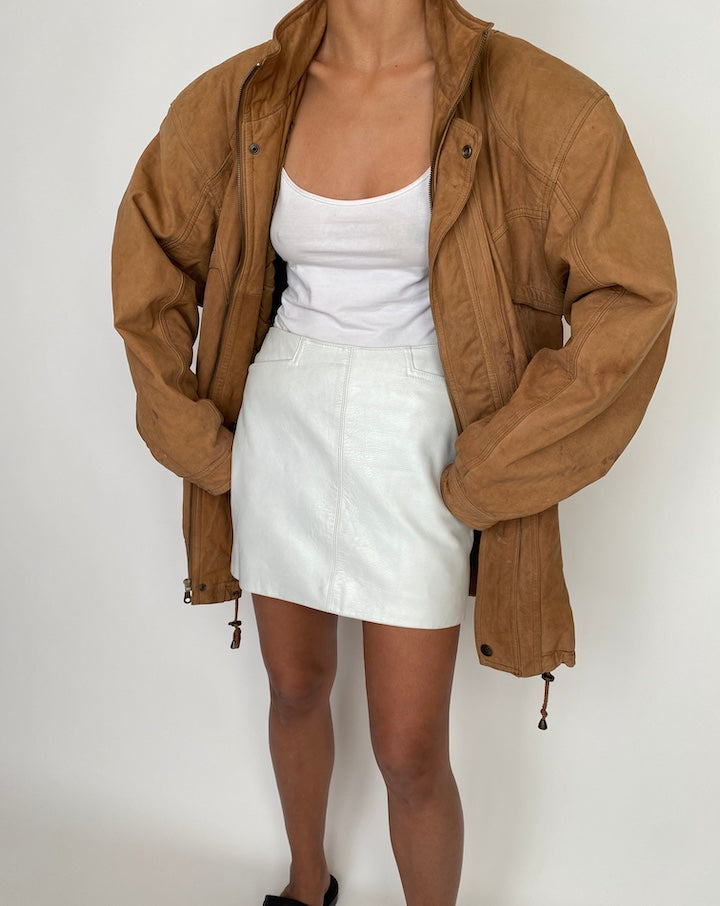 VINTAGE BROWN OVERSIZED LEATHER JACKET 2766