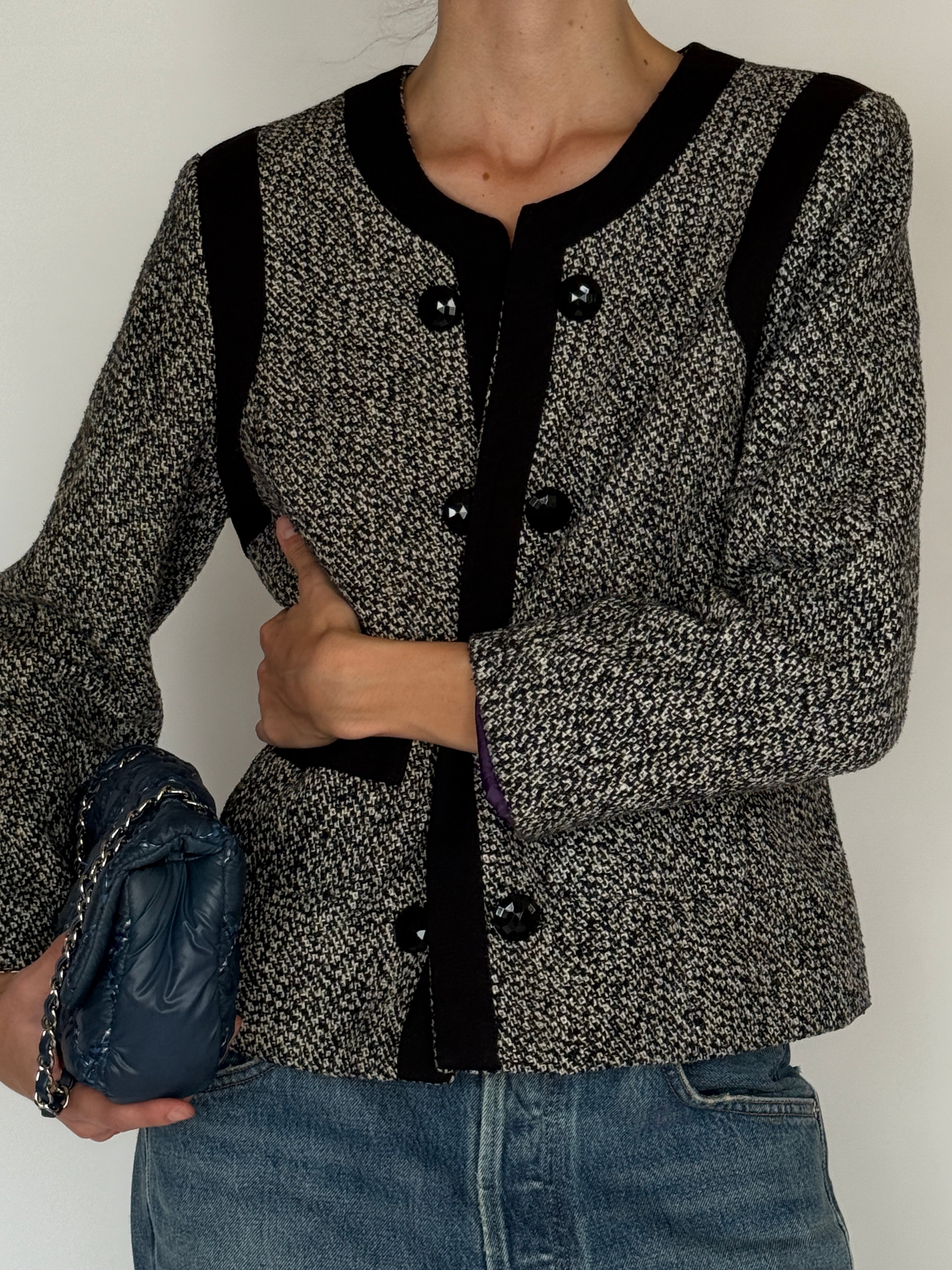 Vintage Tweed Jacket Black & Cream 6575