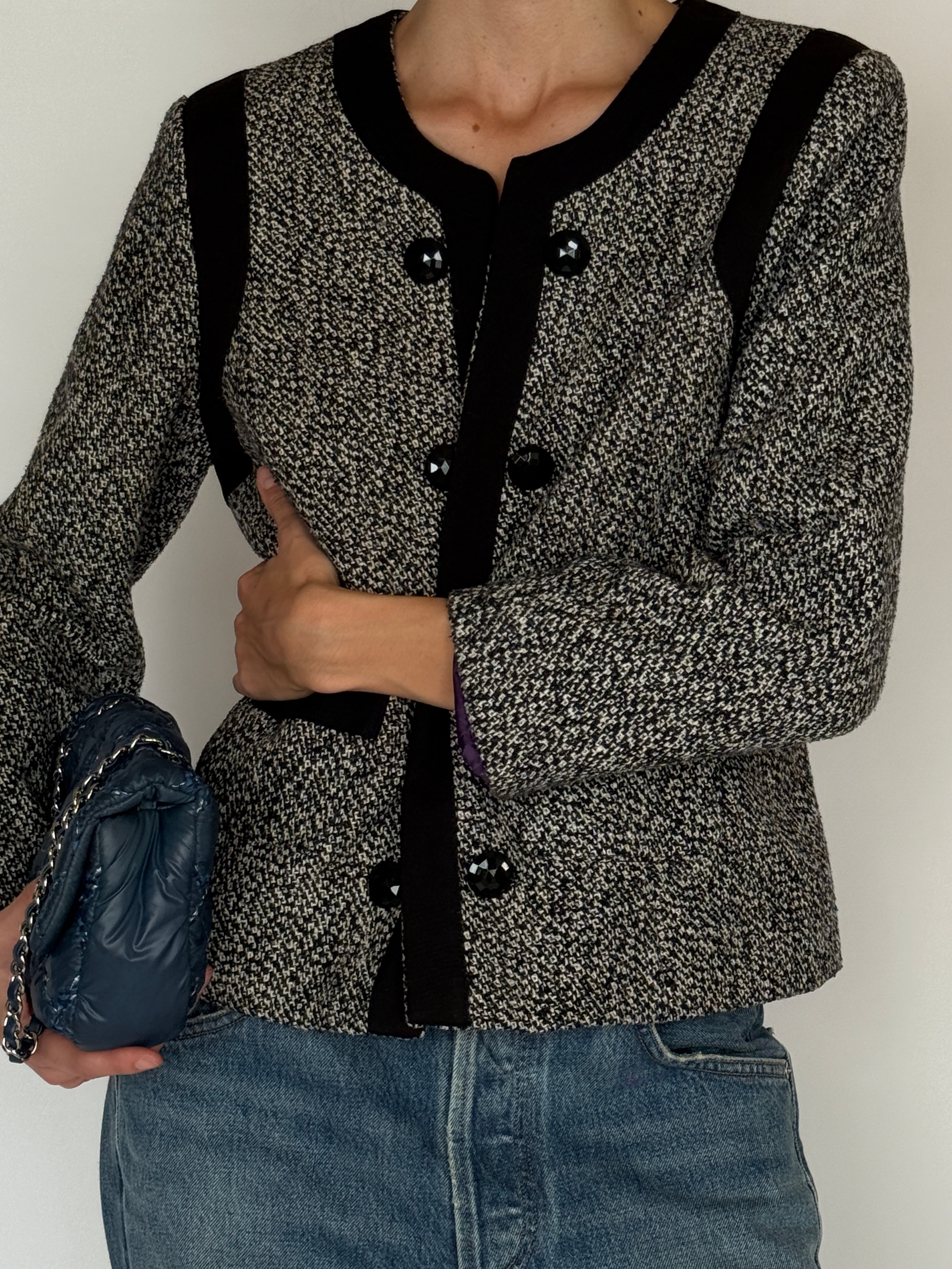 Vintage Tweed Jacket Black & Cream 6575