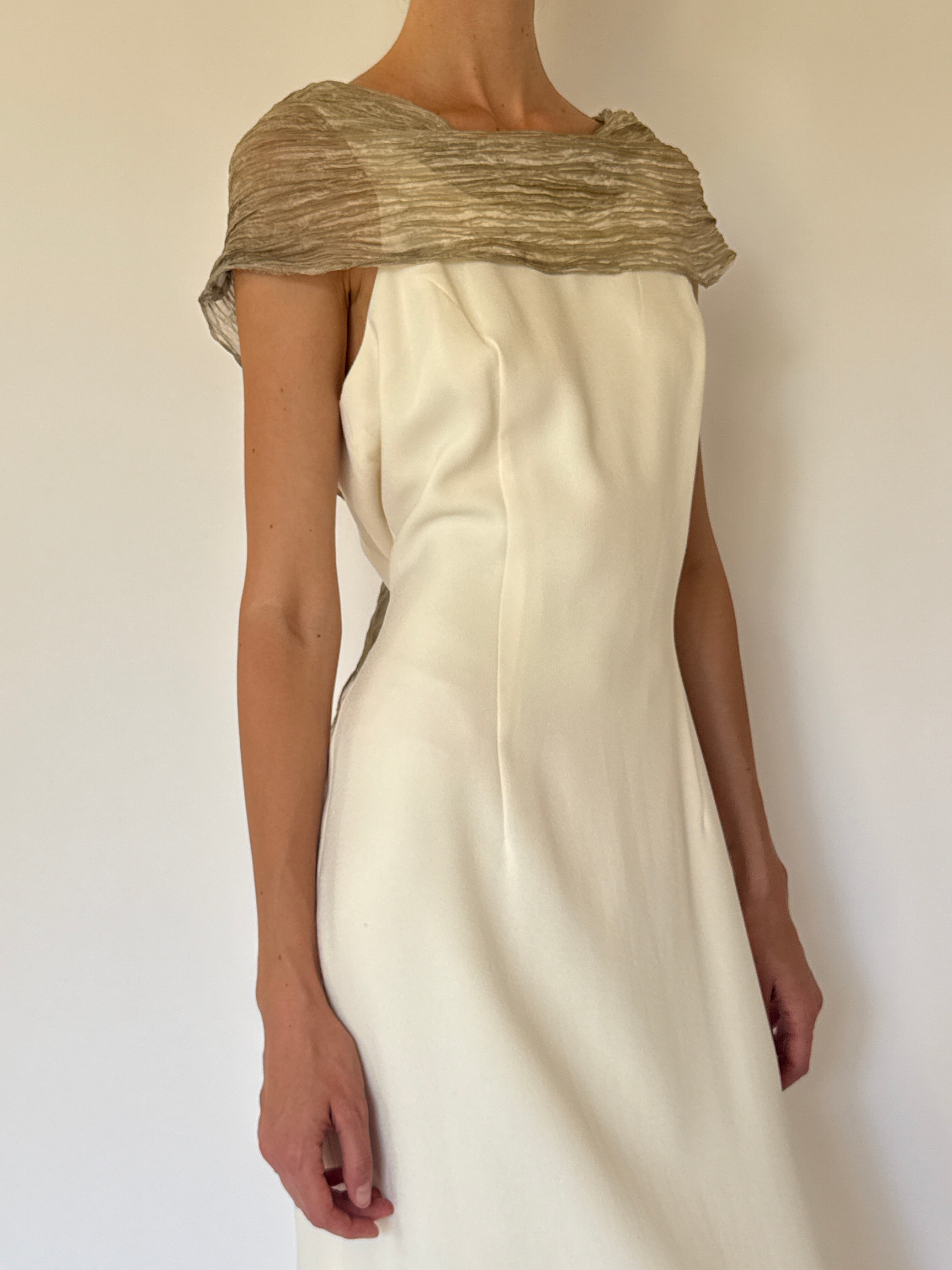 Vintage ivory midi dress side view