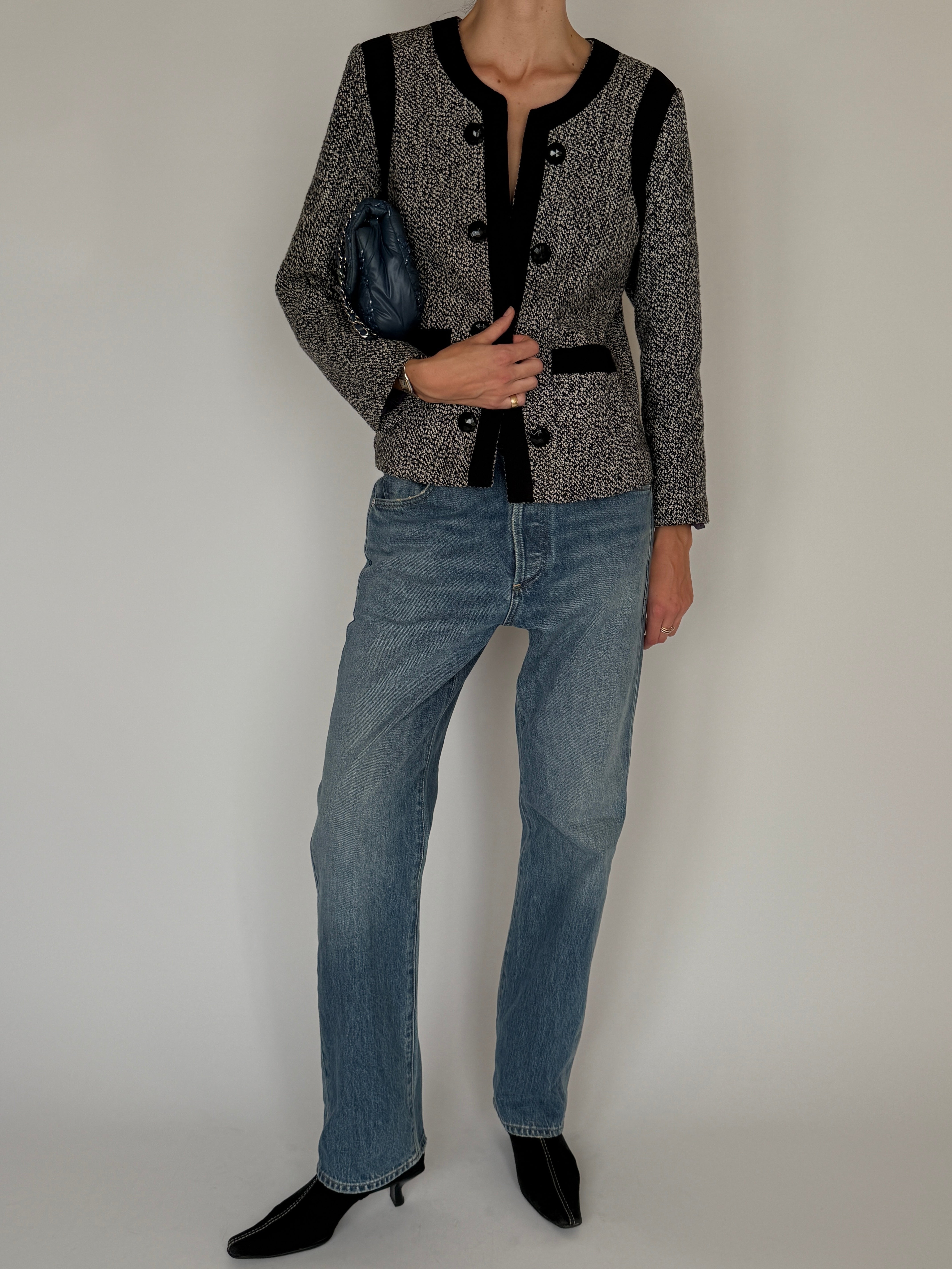 Vintage Tweed Jacket Black & Cream 6575