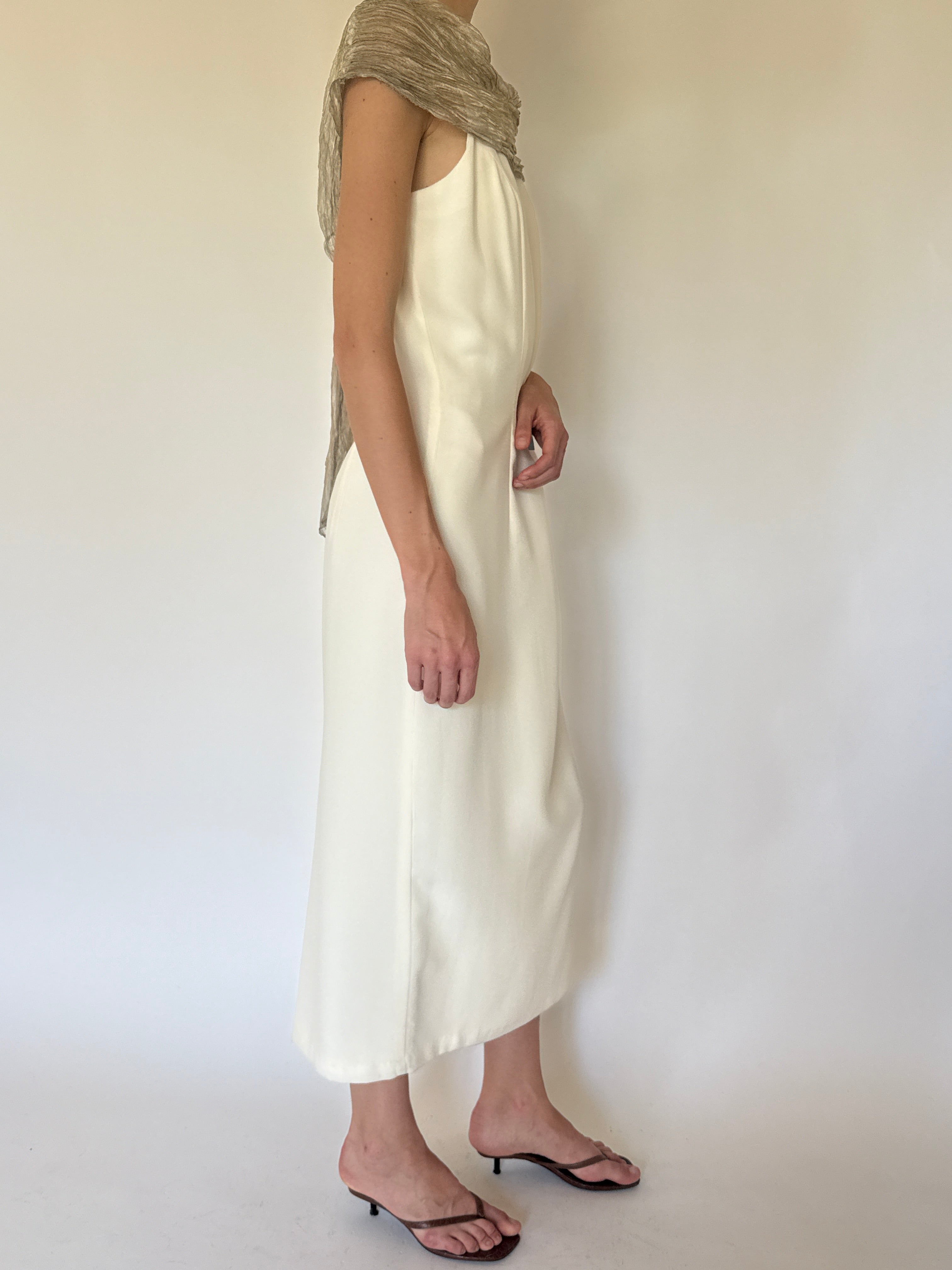 Vintage ivory midi dress side view