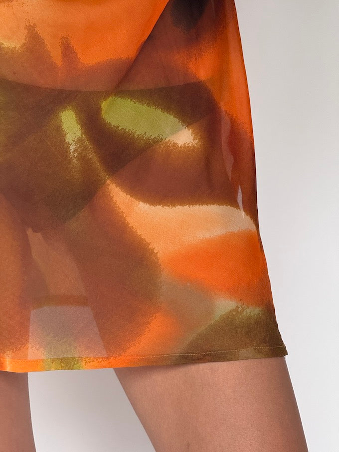 Vintage Embellished Swim Cover-Up in Sunset Leopard