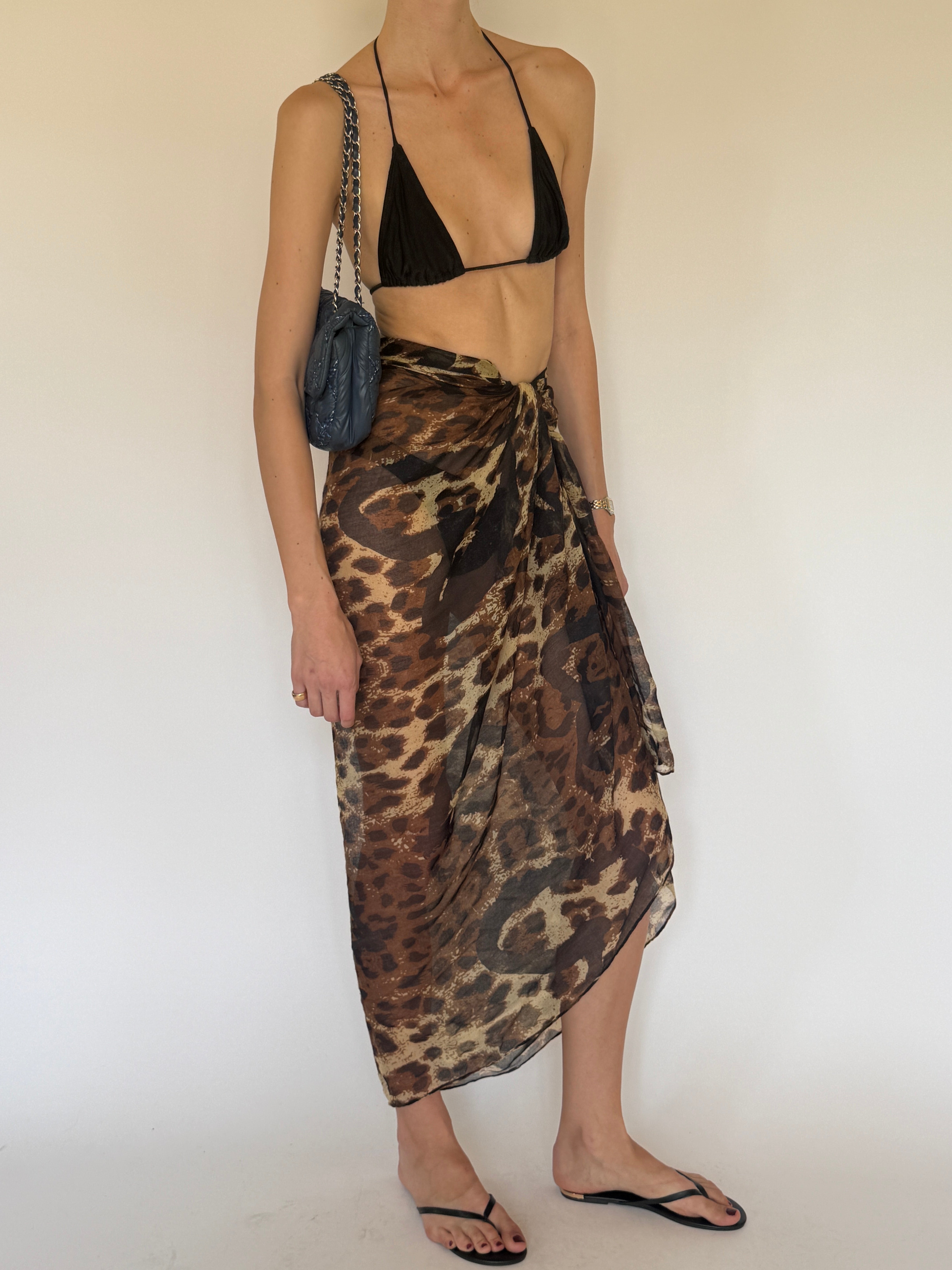 Vintage Animal Print Beach Cover Up Brown 7747