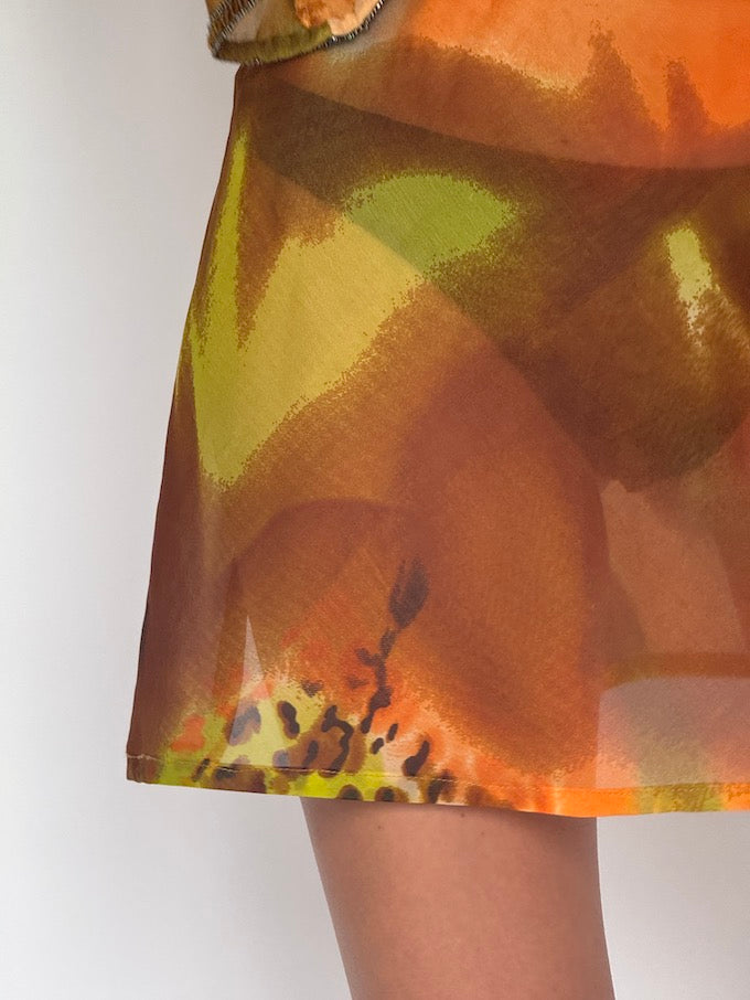 Vintage Embellished Swim Cover-Up in Sunset Leopard