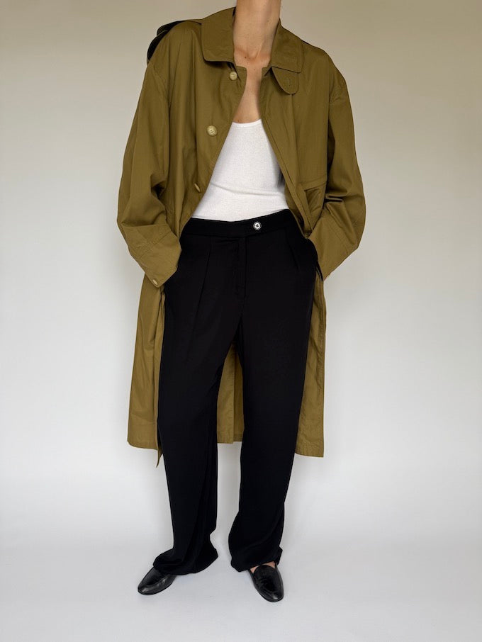 Vintage Military-Style Belted Trench 6232