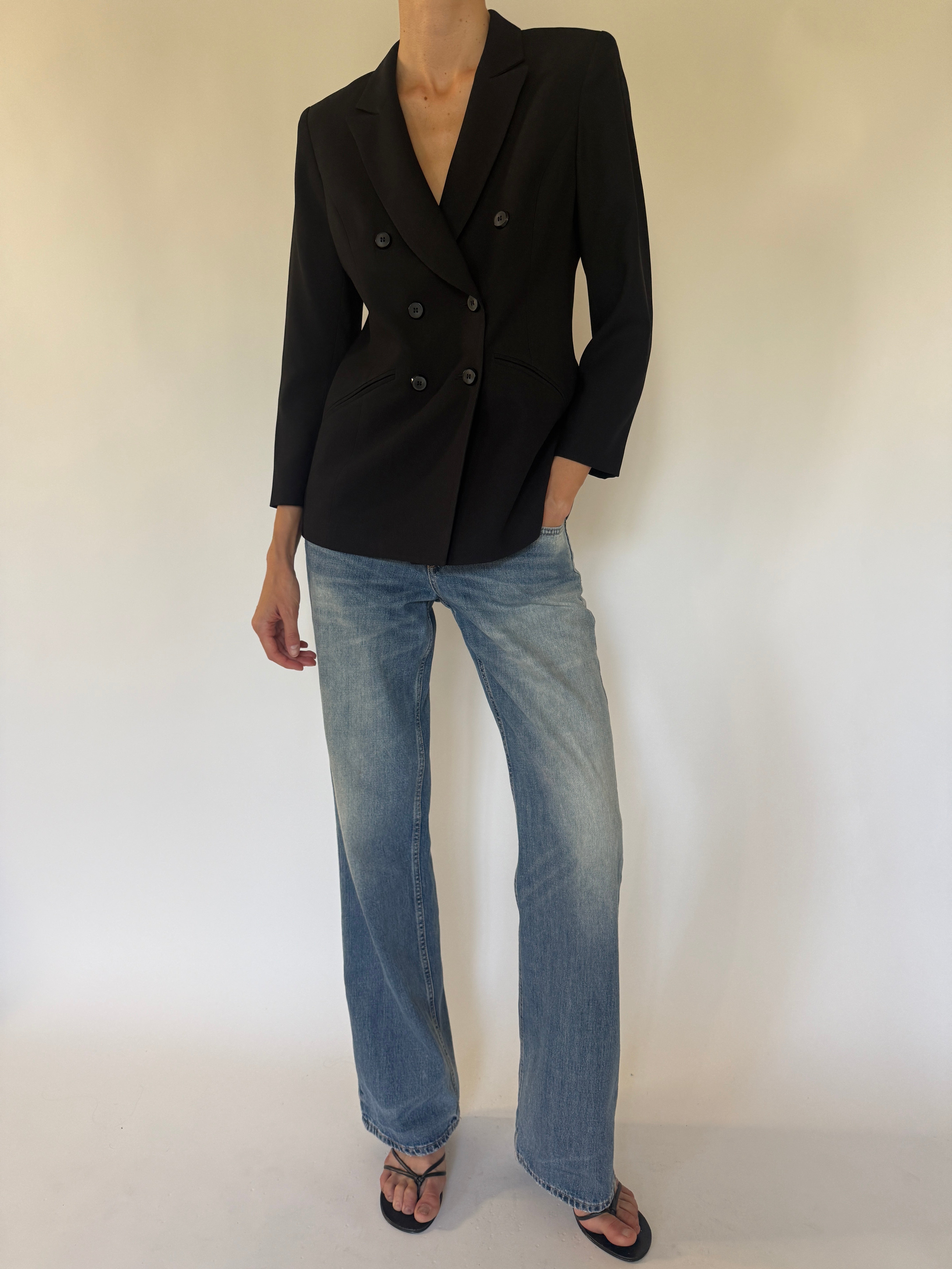 Vintage black blazer angled front view