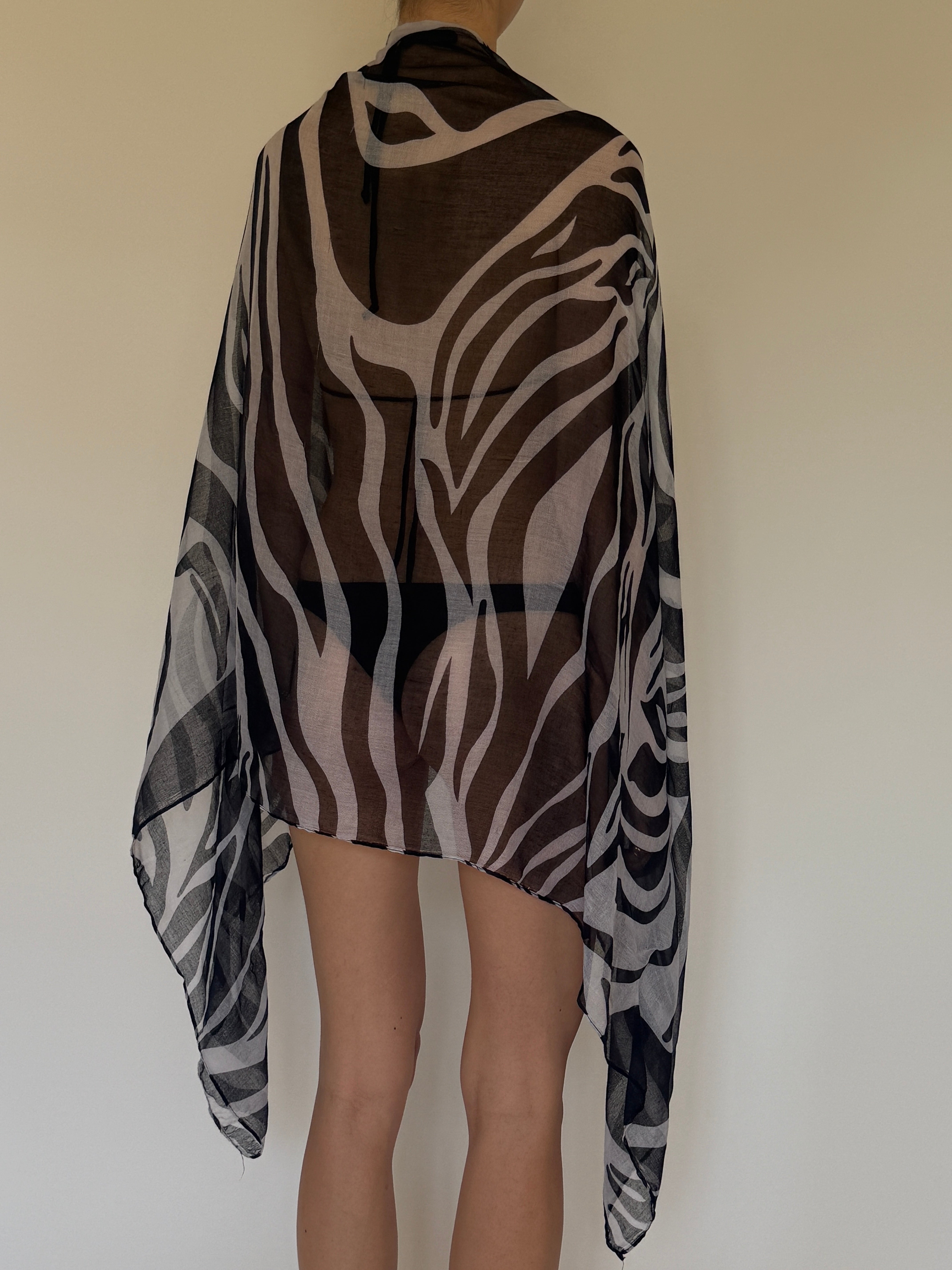 Vintage zebra print sarong back view