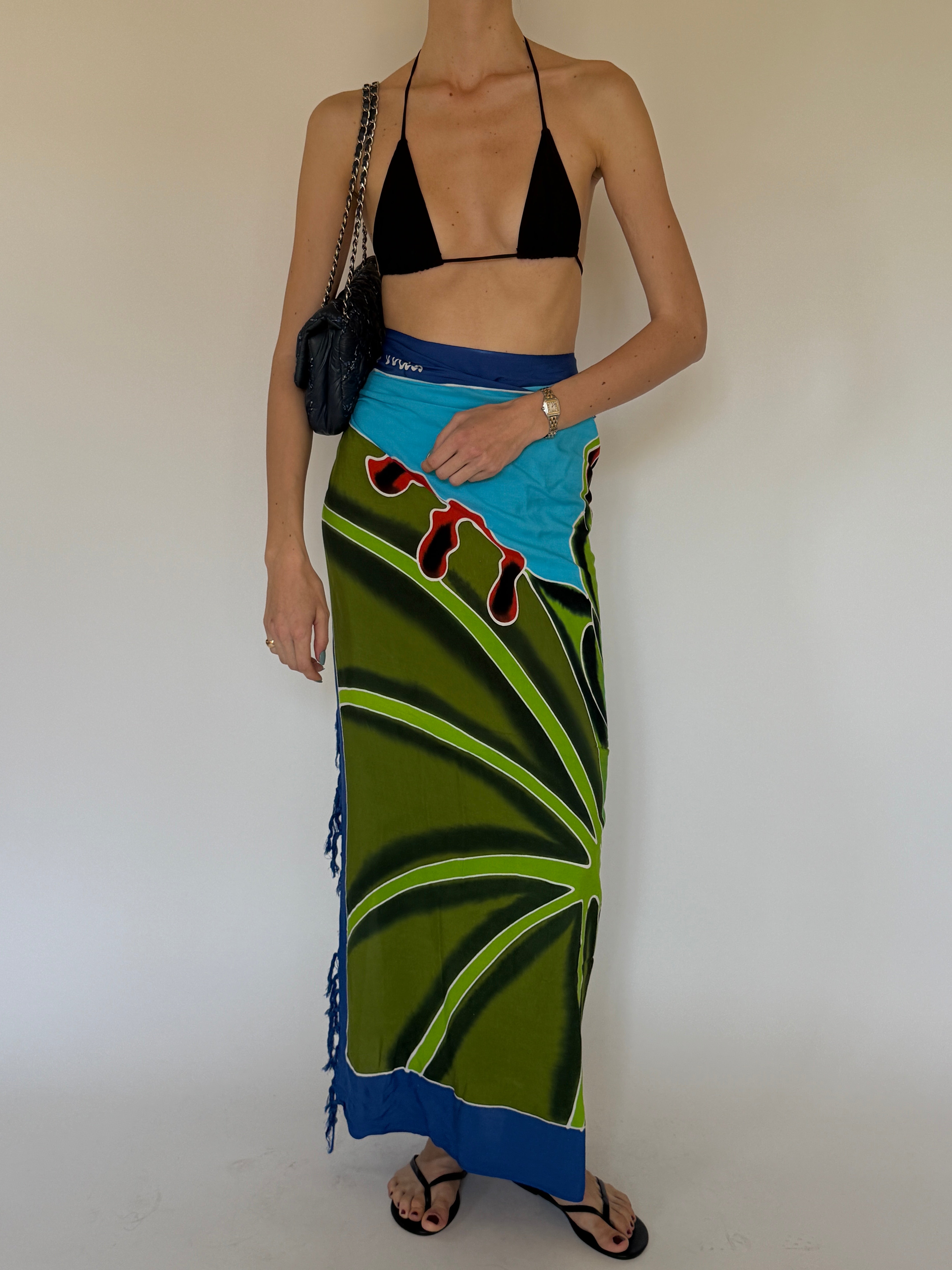 Vintage Costa Rica tropical frog sarong front view