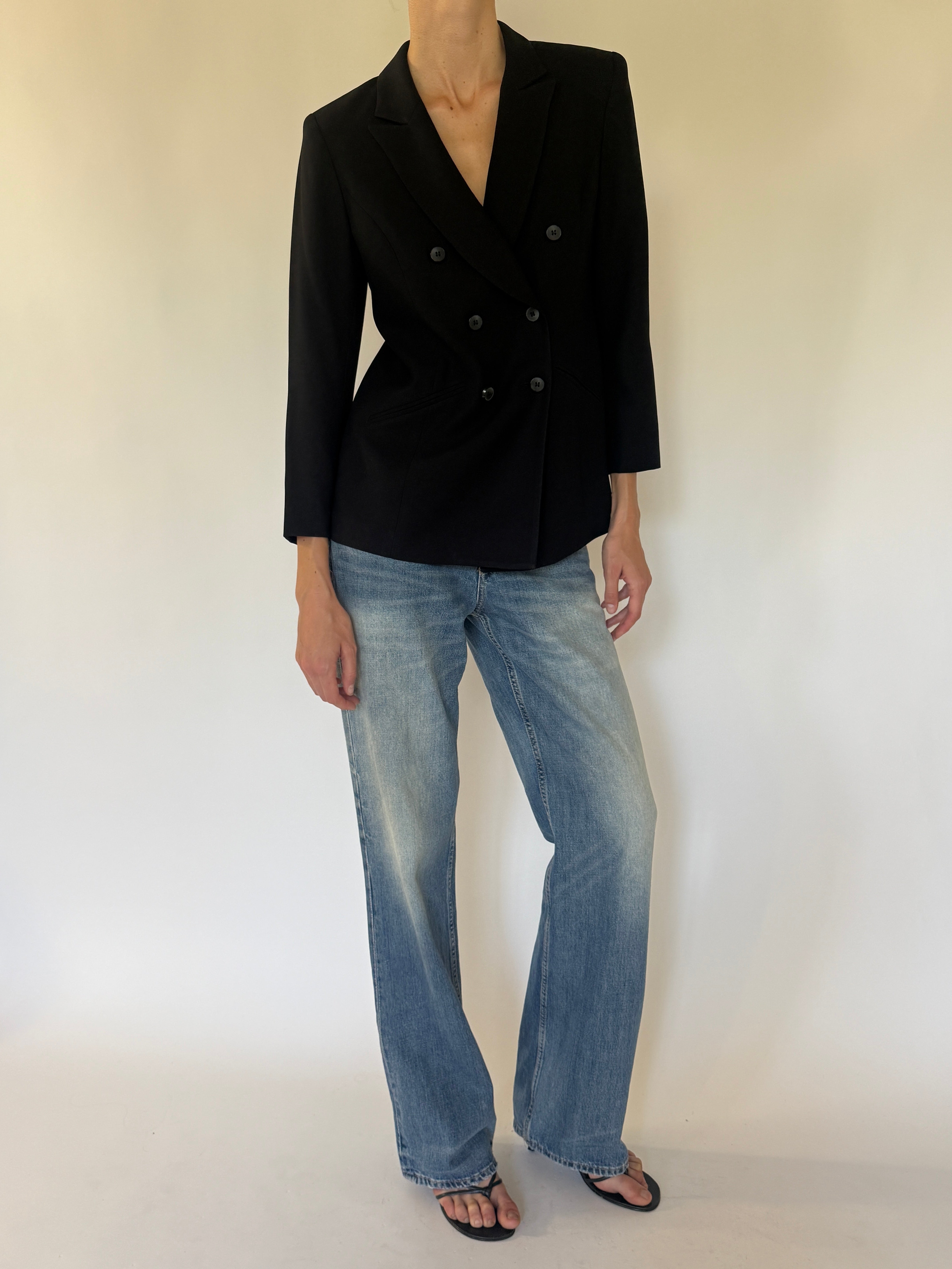 Vintage black blazer angled front view